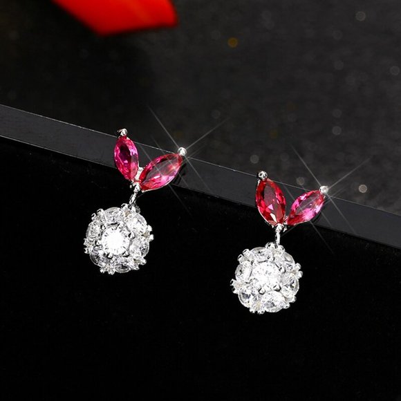 Jewelry - NWT Diamond with Pink Gems Earrings